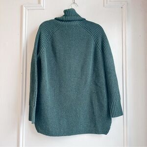 Hatch Dark Green Cozy Shaker Waffle Turtleneck Sweater One Size Oversized Cozy